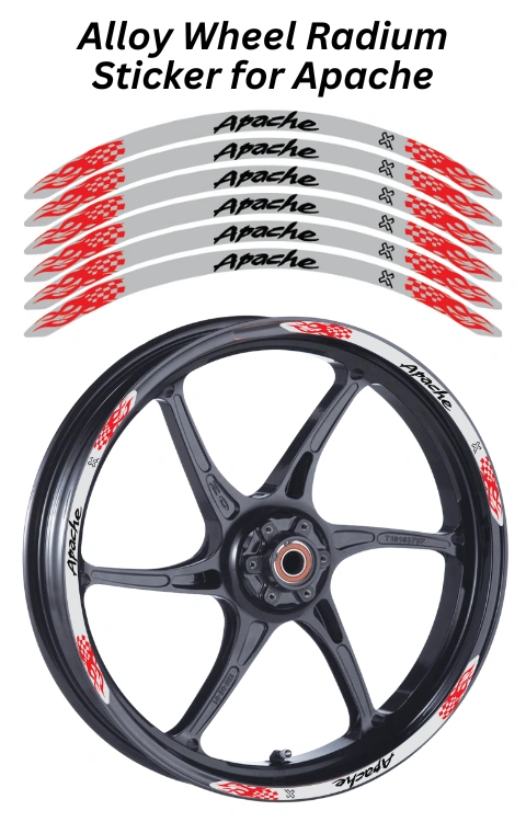 Alloy wheel Radium Sticker Compatible with Apache | Made In Premium Radium With FPF(Fade Protection Film), Water Proof, Precut Sticker, Pack Of 12